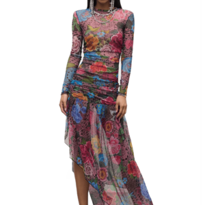 Crystal Embellished Printed Tulle Midi Dress (Copie)